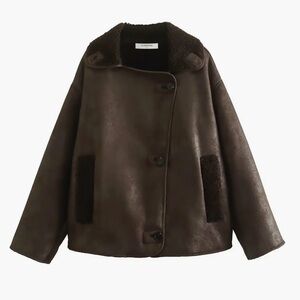 Commense brown fleece oversized jacket